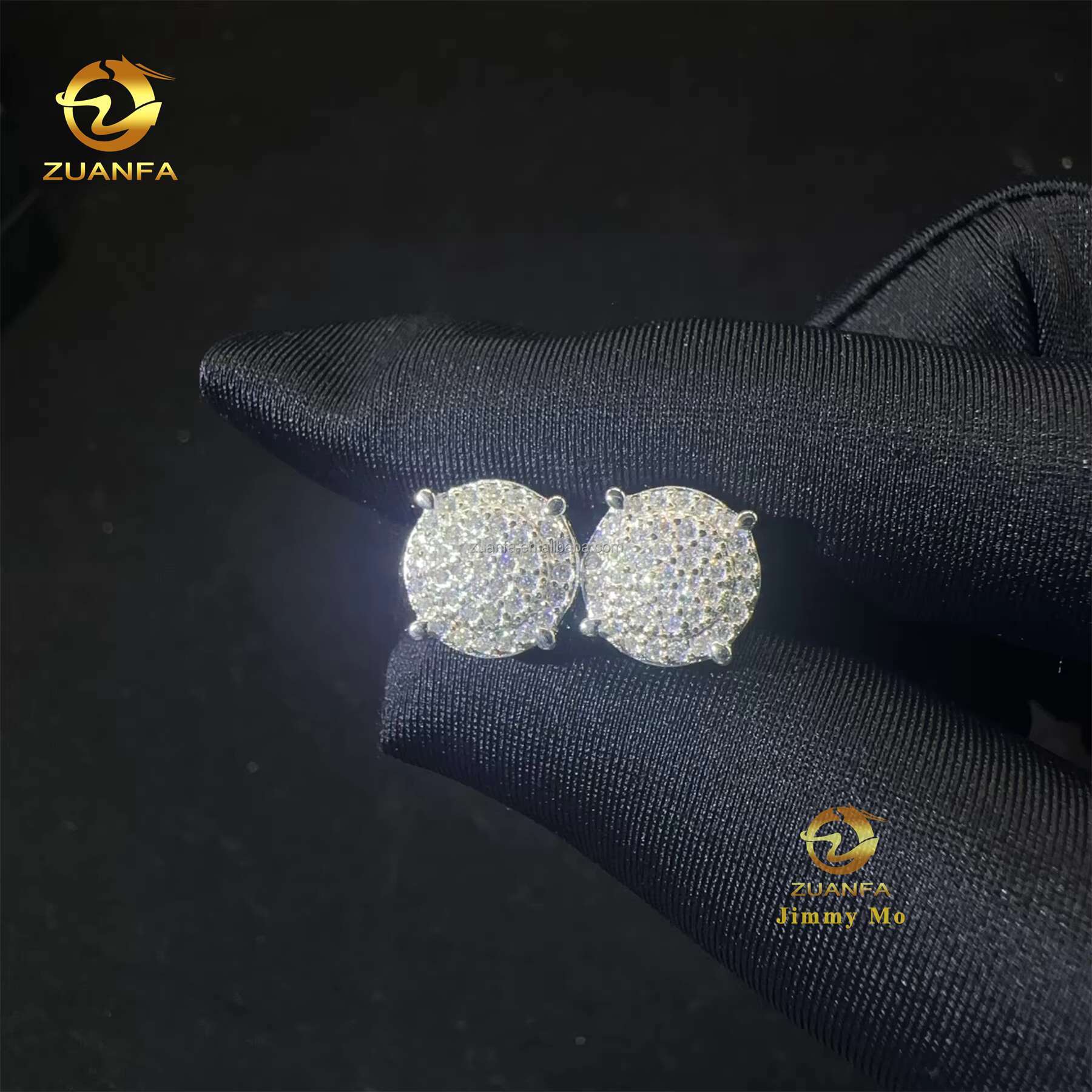 New Arrivals Lowest Price Retail Price Iced Out 925 Sterling Silver VVS1 Moissanite Diamond Hip Hop Stud Earrings Man With GRA