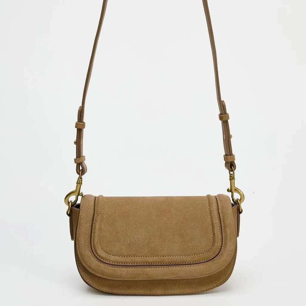 Vintage Faux Suede Saddle Women Shoulder Bags Designer Wide Strap Crossbody Bag Trend Autumn And Winter Small Flap Female Purse