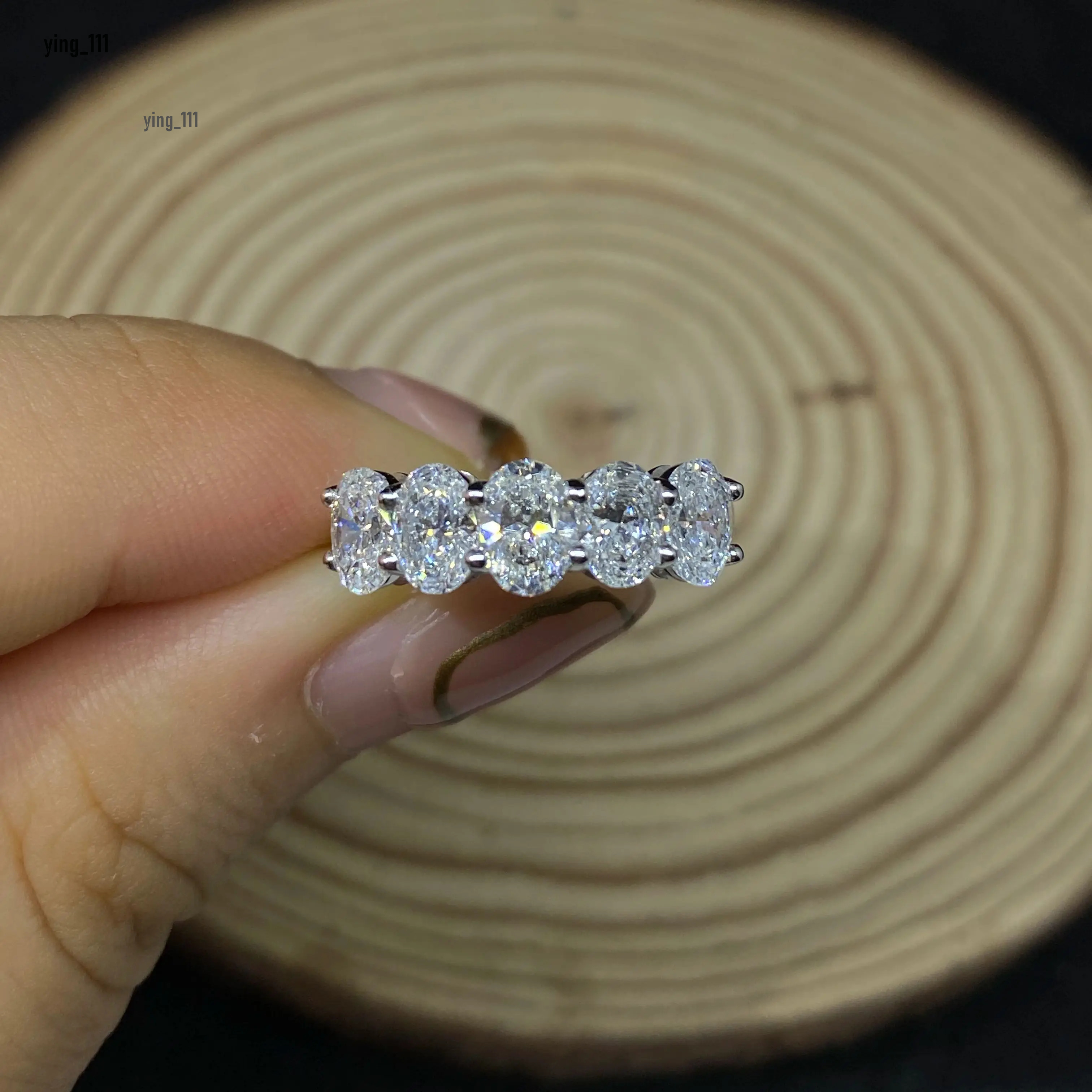 5pcs 14k White Gold 2ctw 100% Real Gold Lab Grown Diamond Oval Brilliant Cut Ring HPHT For Lady Fine Jewery