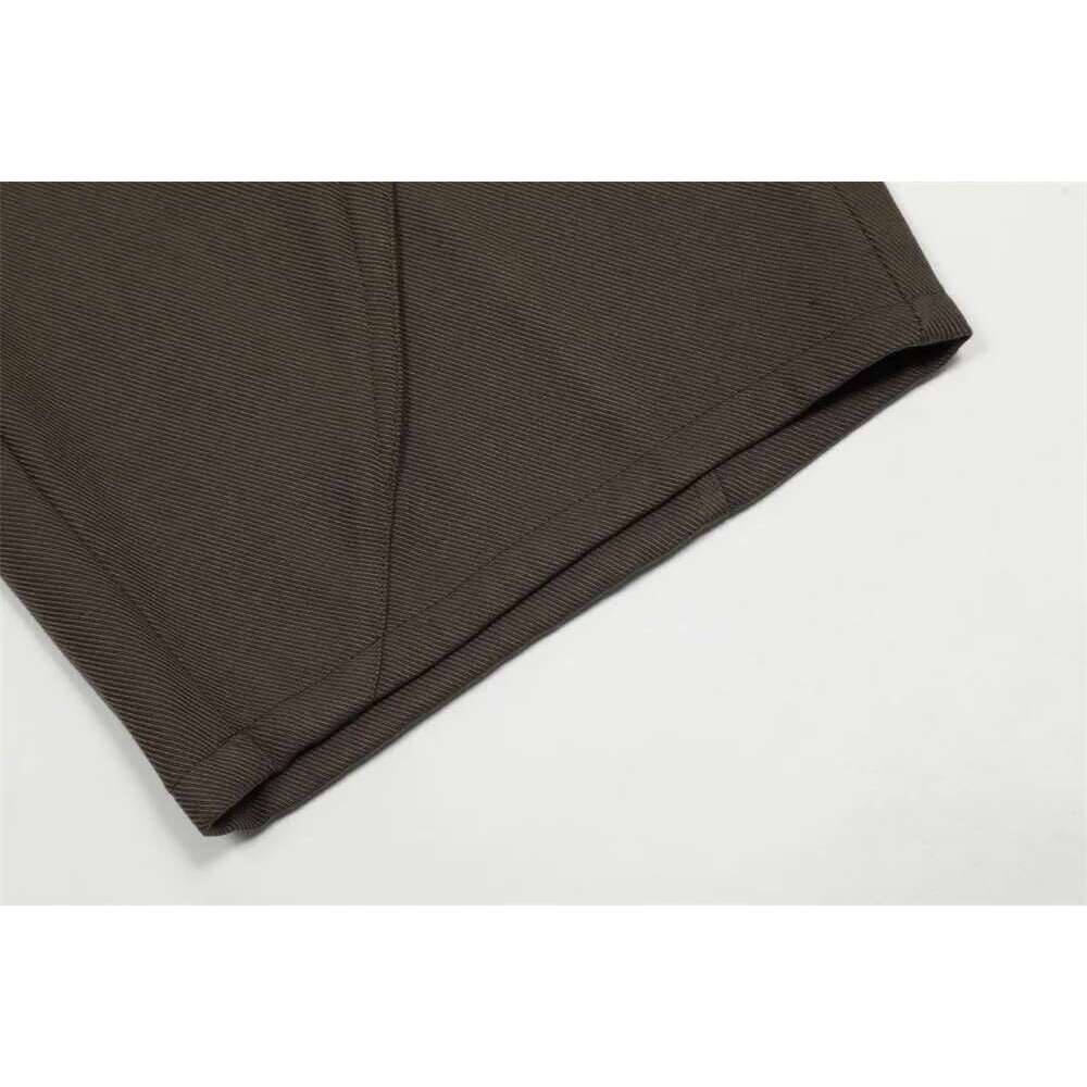 Spliced Solid Color Casual Pants Mens With Rivets Retro High Street Pocket Loose Wide Leg Trousers Men