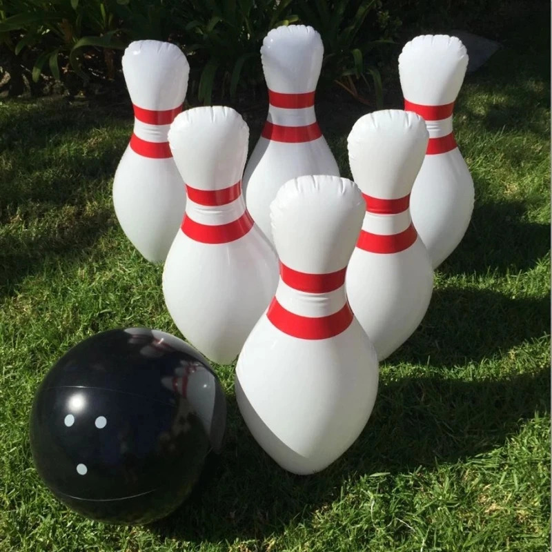Novelty Place Giant Childrens Inflatable Bowling Set Outdoor Lawn Courtyard Game Family Giant 22 Pin and 16 Ball Inflatable Toy 250409
