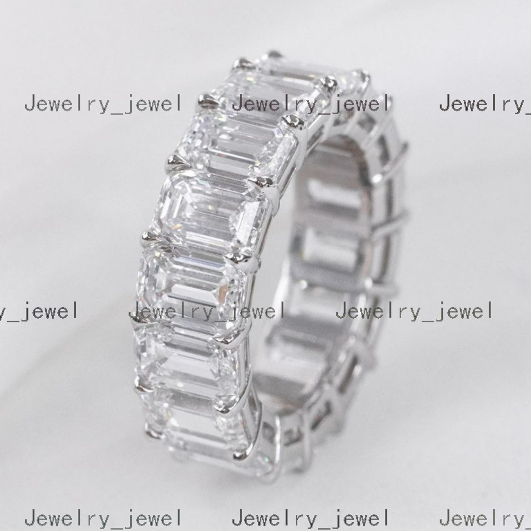 Hot Selling 18k Gold Plated Iced Oiut Full Diamond Moissanite Eternity Band Ring 925 Sterling Silver Moissanite Diamond Ring