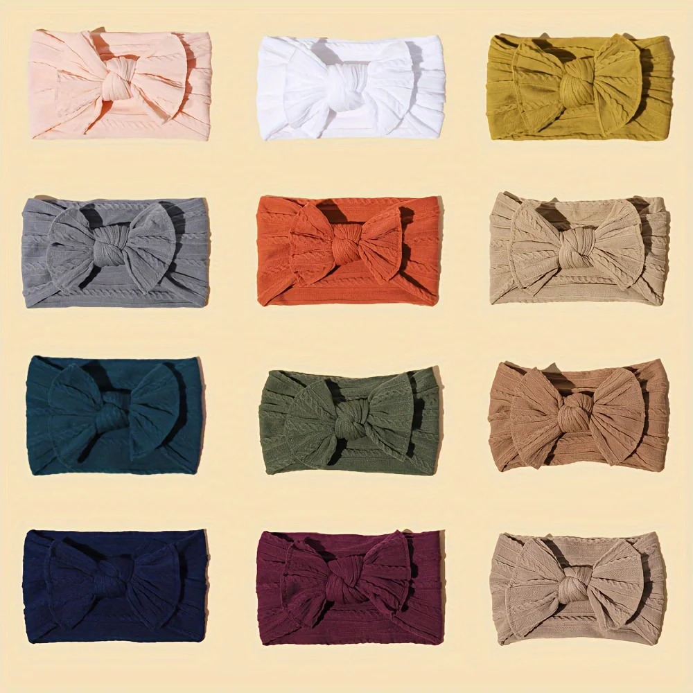12 pieces/set of baby nylon headband hair bow elastic hair handmade hair accessories suitable for baby girls borns infants toddlers and children 25040