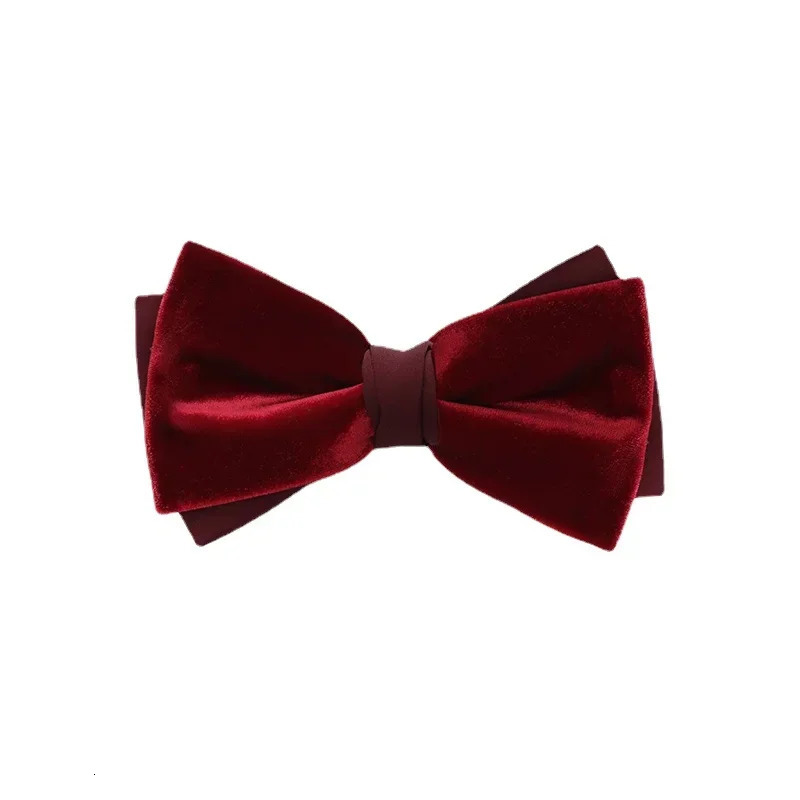 Upgrade Wedding Groom Wine Red Velvet Bow Mens Shirt Black Bow 250407