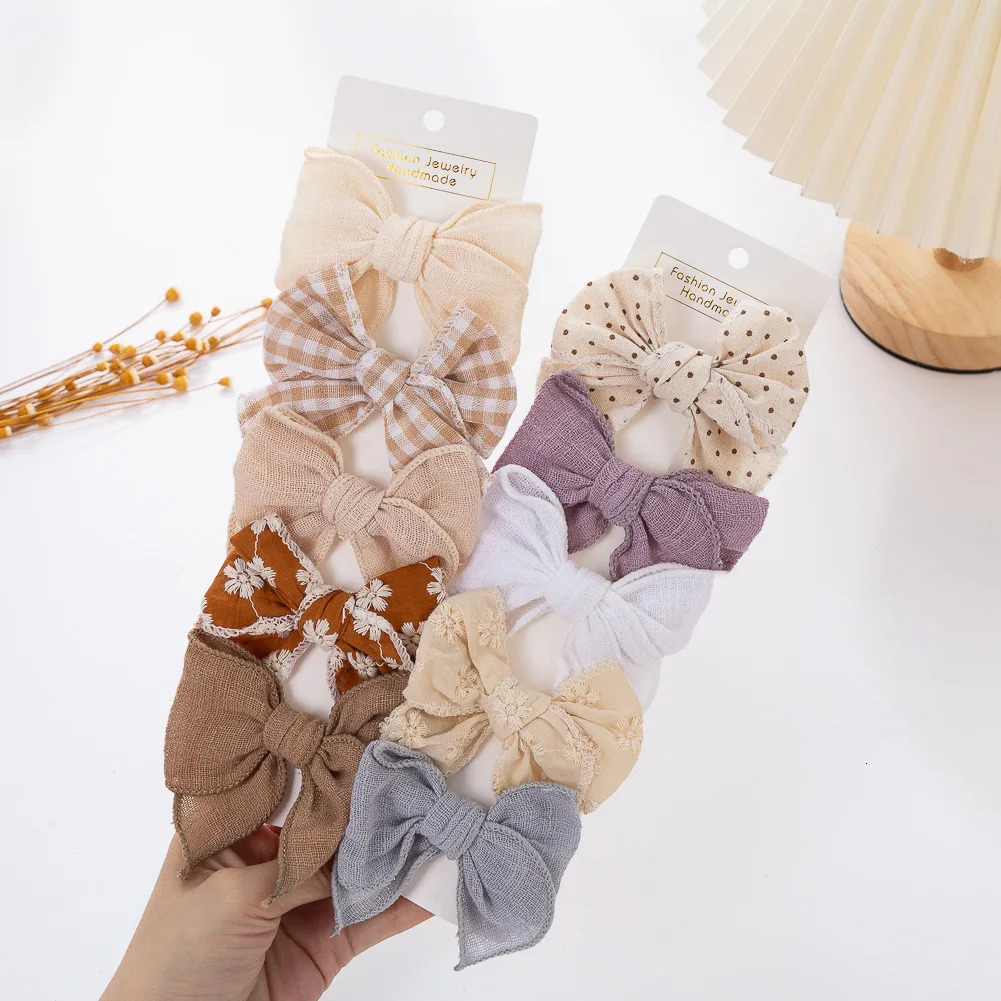 5 pieces/set of cotton butterfly bow hair clips suitable for girls hair accessories childrens butterfly bow hair clips floral printed butterfly bows 2