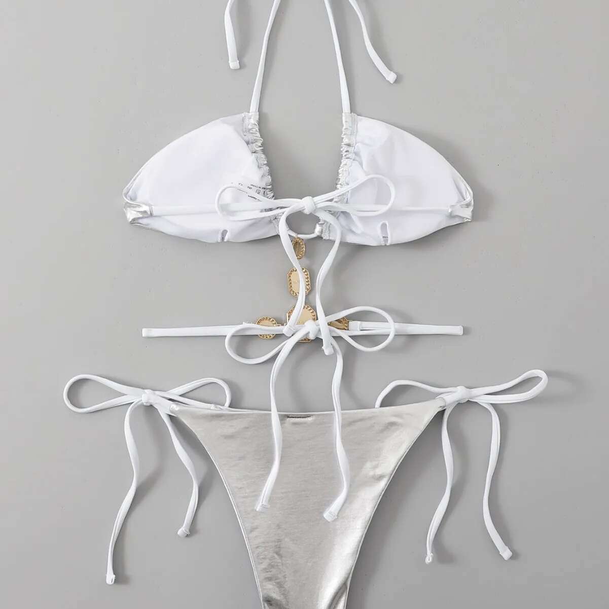 Women's New Stylish Bikini Sexy PU Dia Decorative Split Swimsuit