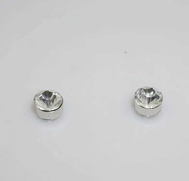 12 Pair(24pcs)/lot 3/4/5/6/7mm Round Crystal Rhinestone Magnet Stud Earring Puck Womens Mens Magnetic Fake Ear Plug Jewelry Z250408
