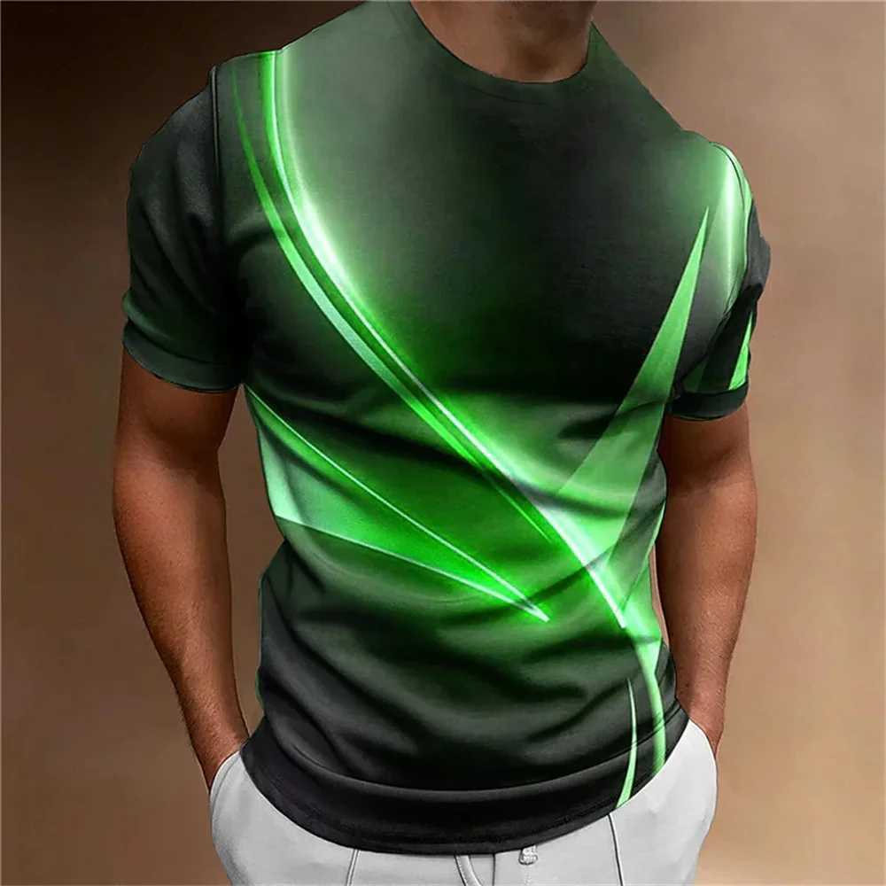 Mens T-shirt casual loose fashion retro black and white striped 3D printed T-shirt Harajuku society high-quality mens clothingXJ250409