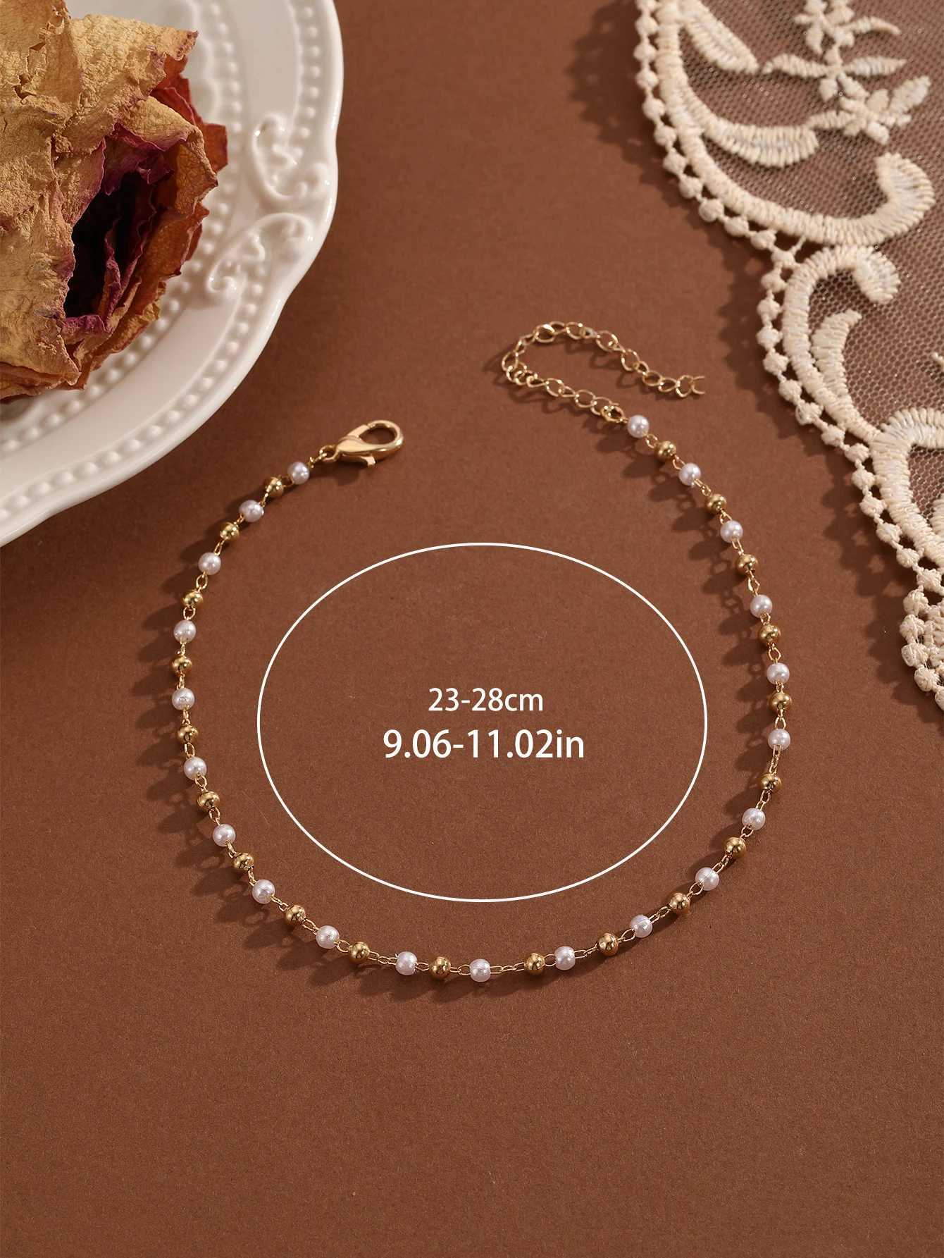 QIAMNI Imitation Pearl Beads Chain Anklet for Women Girls Leg Bracelets Bodychain Gifts Summer Beach Accessories Wedding Jewelry Z250408