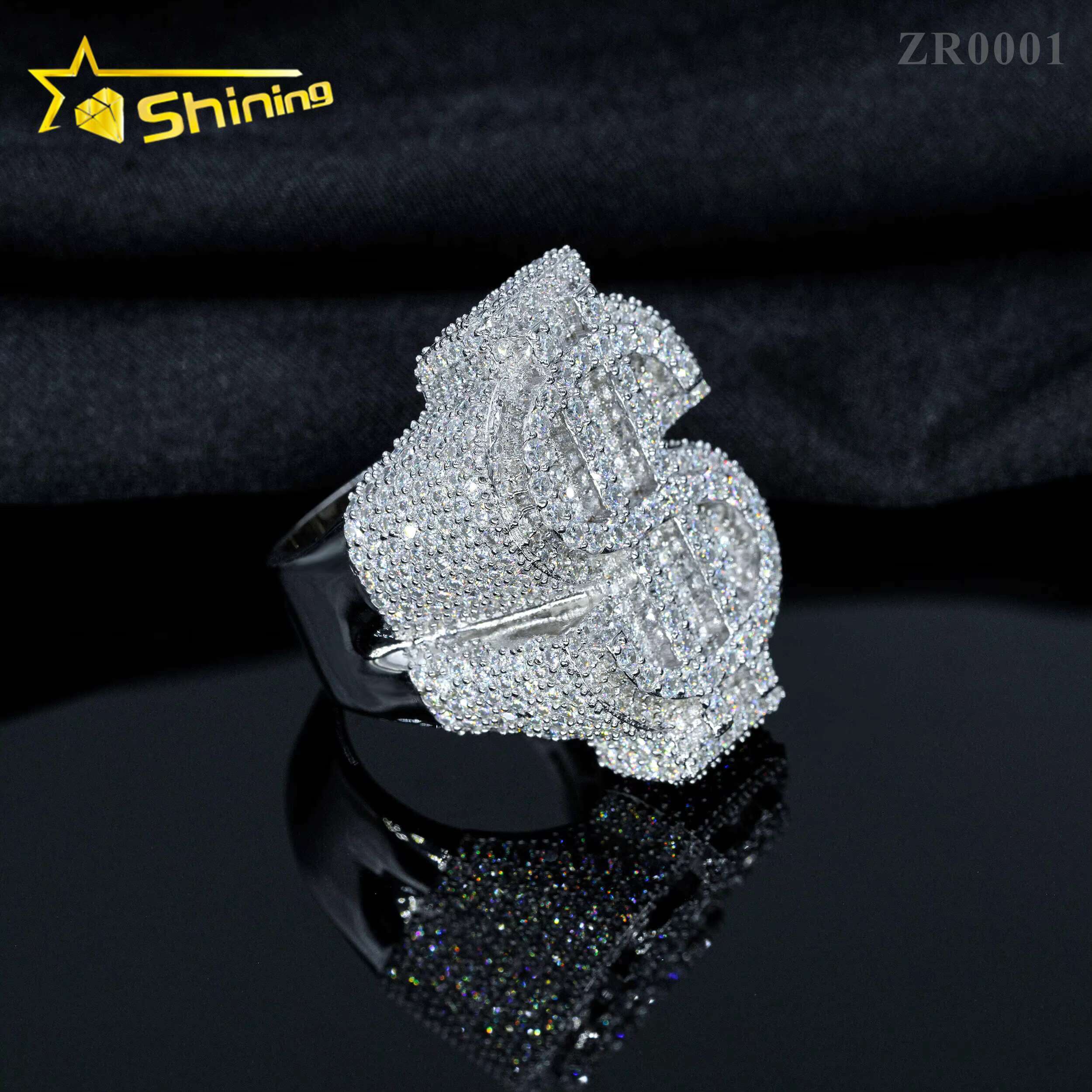 Shining Jewelry Iced Out Us Dollar Design Ring Custom 925 Sterling Silver Hip Hop Moissanite Ring Luxury Men Jewelry