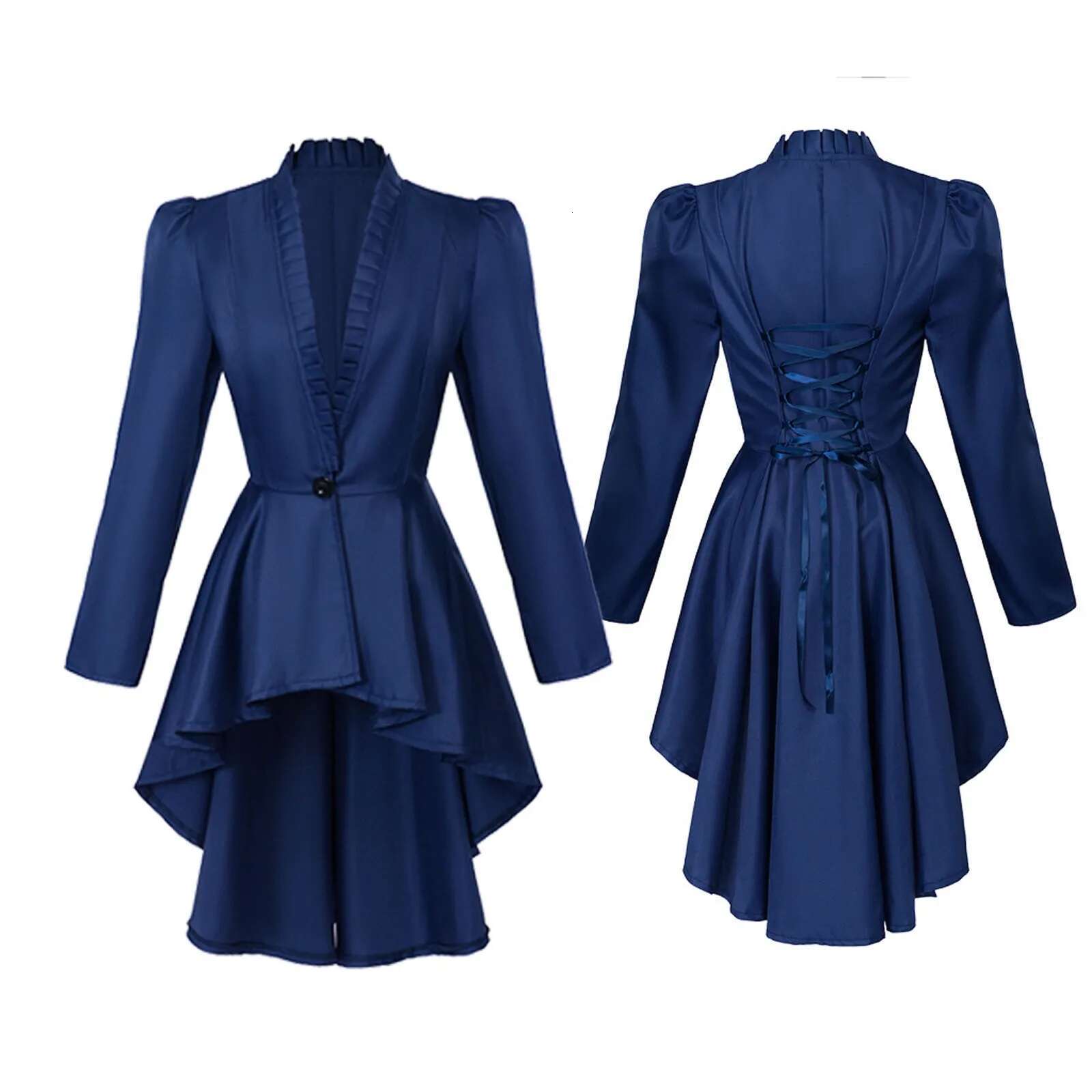 Dongdumaoyi Medieval Cosplay Costume Women S Red Tailcoat Retro Jacket Dovetail Uniform Long Sleeved Button Victorian Gothic Coat