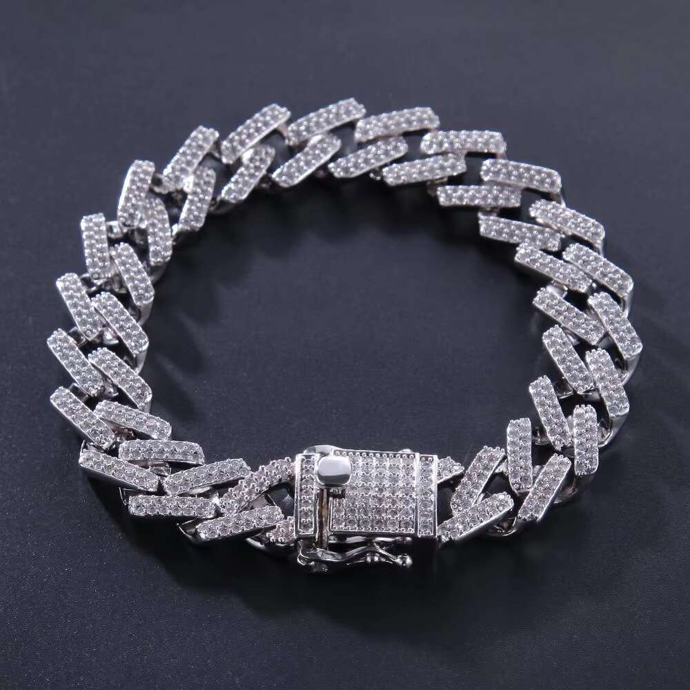 Sier plated gold-plated brass ice out AAA CZ micro dense zircon Miami necklace chain bracelet for men and women
