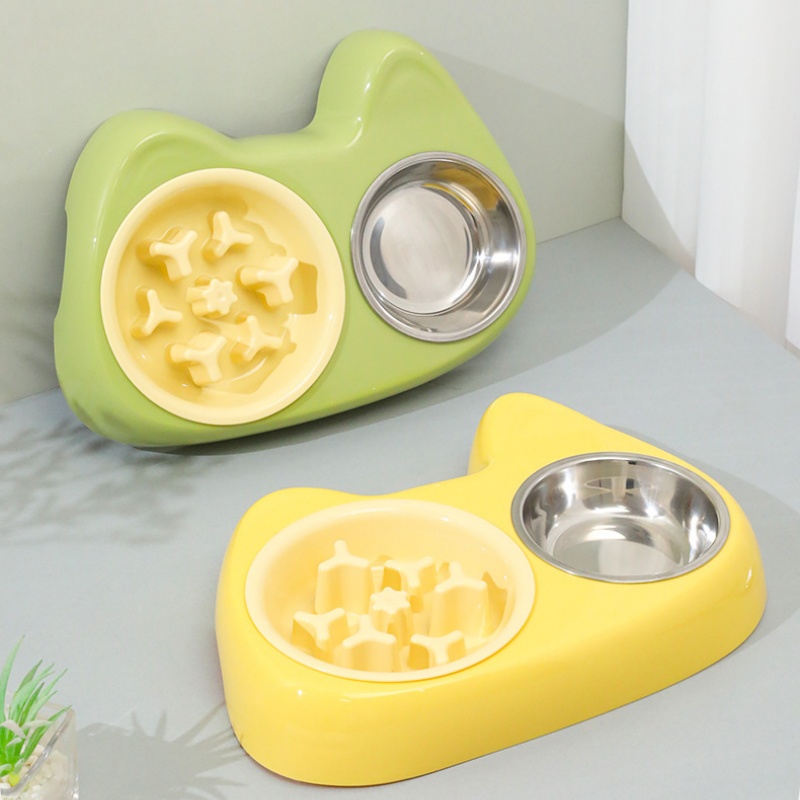 Dog Bowl Removable Stainless Steel Pet Slower Food Bowl Anti-choking Food Water Feeder For Dogs Cat Accessories