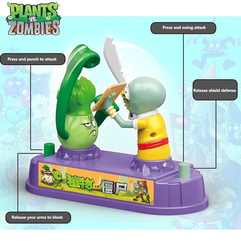 Plants Vs Zombies Licensed 2-Player Battle Arena Set Bulk Stock - Bonk Choy Vs Zombie Strategic Duel Game Interactive Family Toy Collection Kids Gift