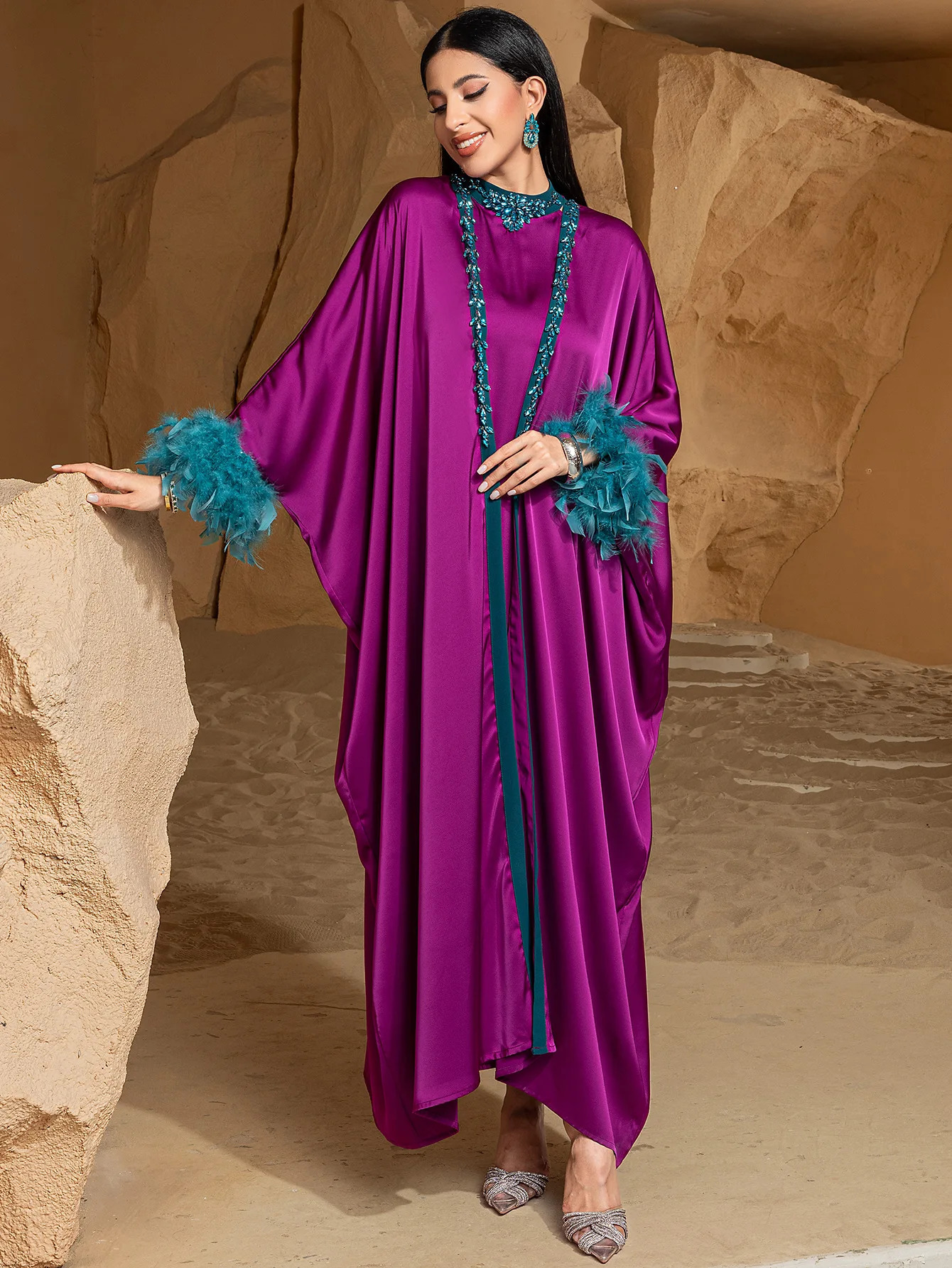 Eid al Fitr womens Abaya cardigan wool sweater 2piece set party long dress Muslim Kaftan robe Jalabiya Ramadan Vestidos Largos 250409