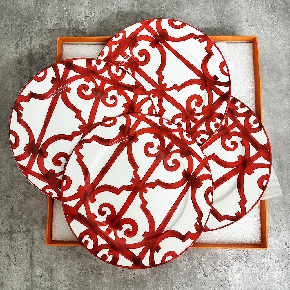 4 Pcs 8 Inch Creative Hand Painted Cat Plate Ceramic Tableware Under Glazed Dessert Dish Microwave Snack Steak Plate