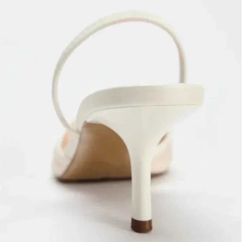 New Arrival Mesh Embroidered Flower Stiletto Sandals for Womens 2025 Summer Sexy Bounce Back Corner Toe Pump Dress Sandalia De Mujer T250409