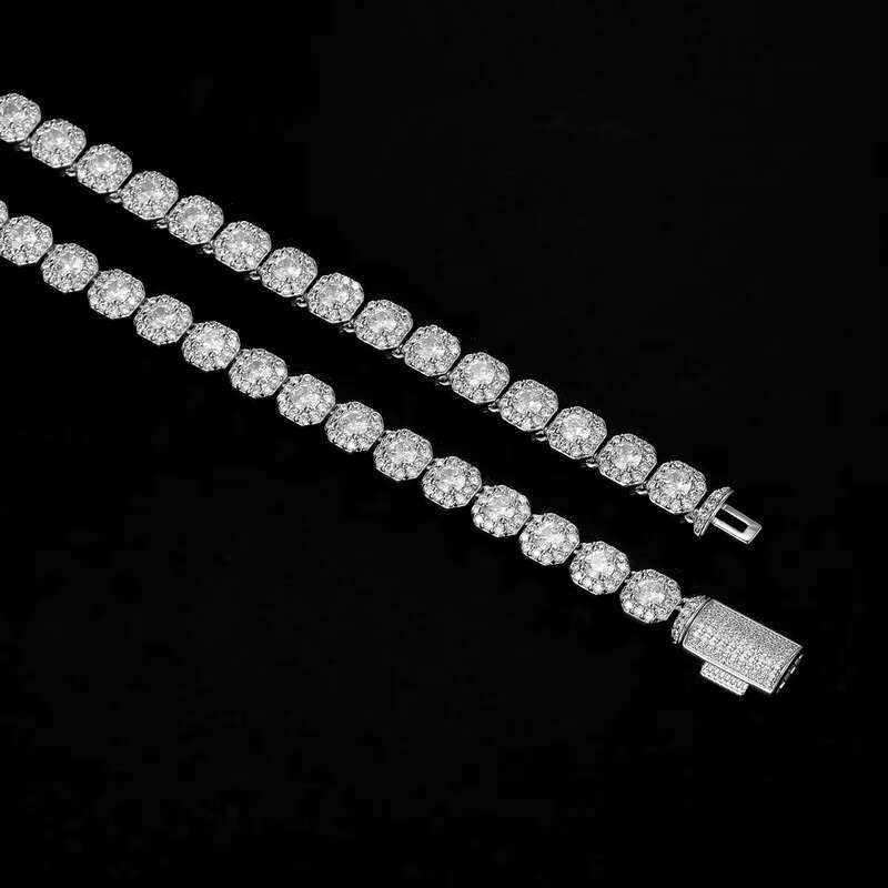 Miami Cuban Link Chains Hip Hop Iced Out Necklace Square Rock Moissanite Diamond Cuban Chain Trend Tennis Chain Necklace