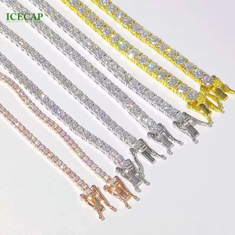 Fashion Jewelry 18K Gold Plated Rop Jewelry Custom 5MM Advanced Hip Hop Bracelet VVS Moissanite Tennis Bracelet Link