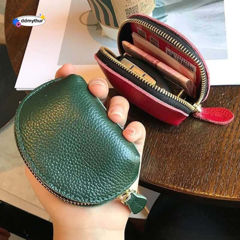 Fashion Style Shell Change Genuine Leather Key Coin Storage Bag Women Zipper Small Wallet Mini Purse ddmythur