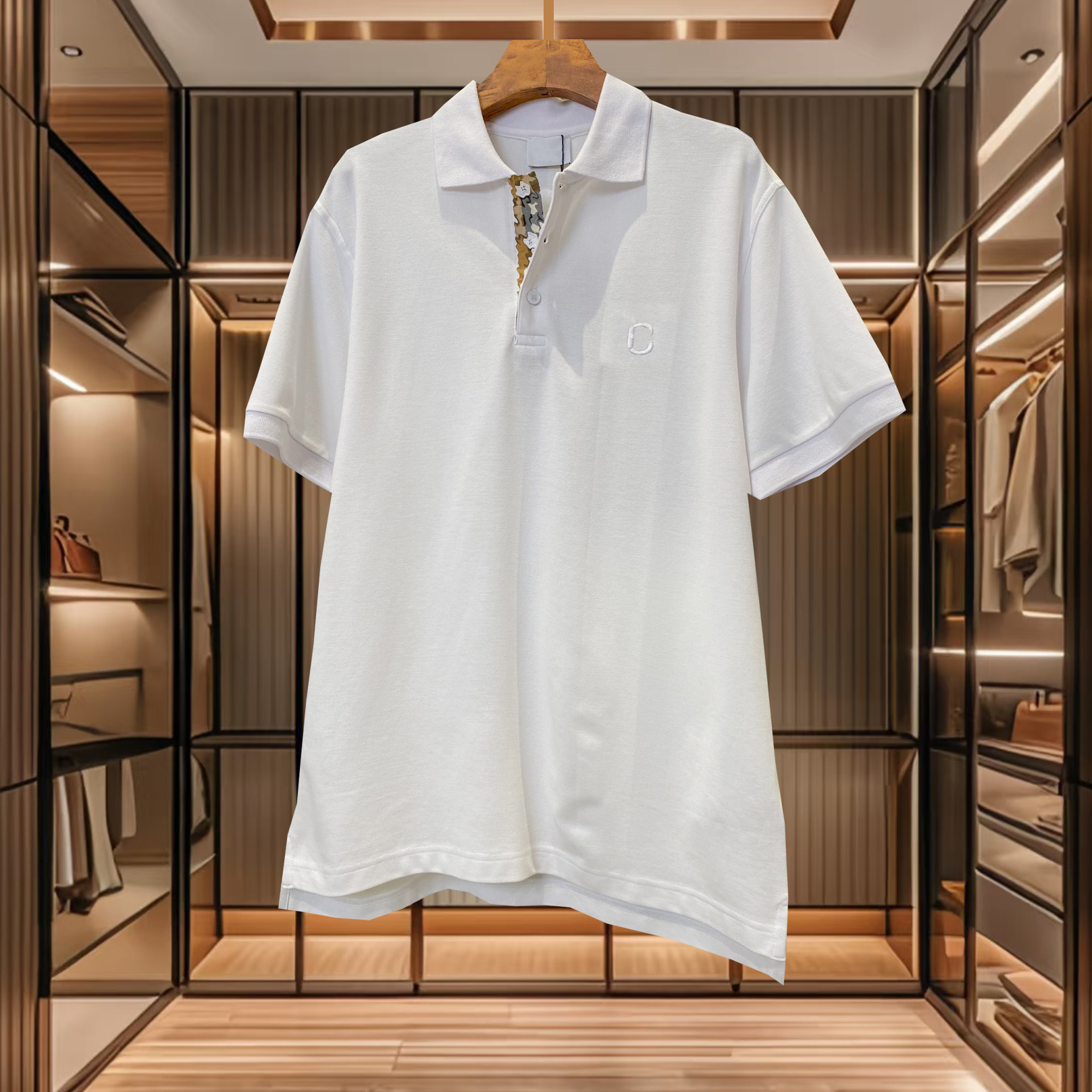 High Quality Designer Men's T-Shirt Pure Cotton Men's Classic Style Polo Shirt Button Collar Plaid Decoration Fashionable Versatile Classi