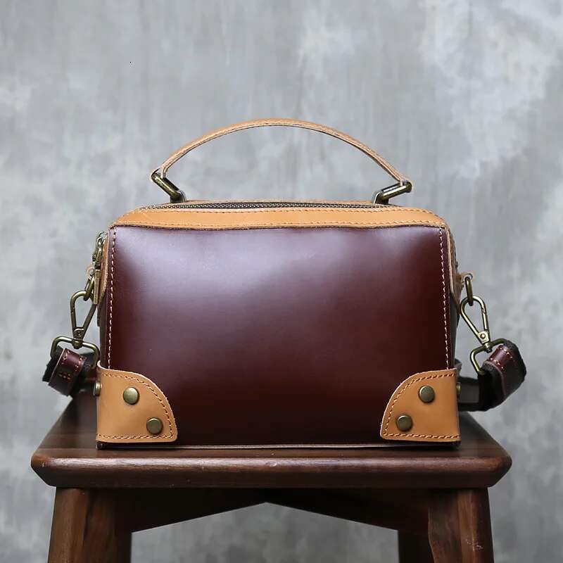 Top Layer Cowhide Retro Crossbody Fashionable And Versatile Handbag Women's Shoulder Bag Genuine Leather