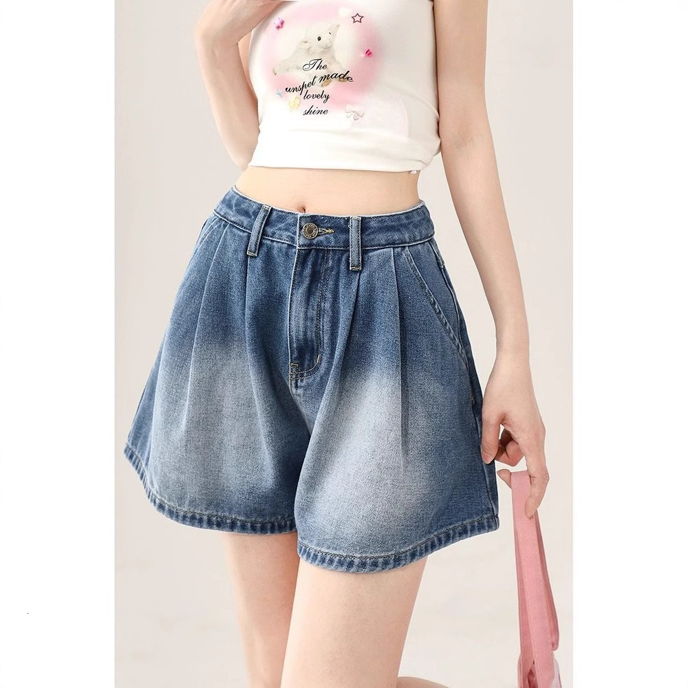 2025S Designer Shorts For Women Liu Yifei S Same Shorts Bow A Line Denim Shorts For Women S Summer Loose Casual Straight Wide Leg Pants Beach Pants
