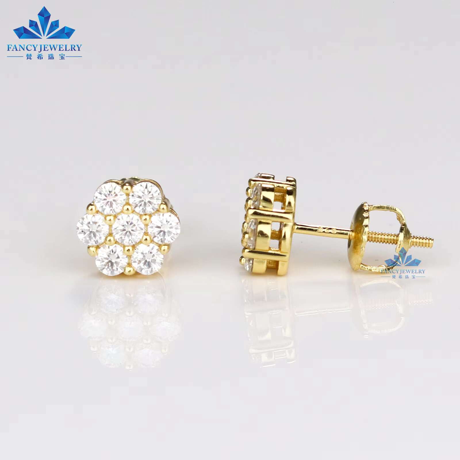3mm Cluster Flower S925 VVS Moissanite Stud Earrings Fine Fashion Trendy Jewelry with GRA Certificate