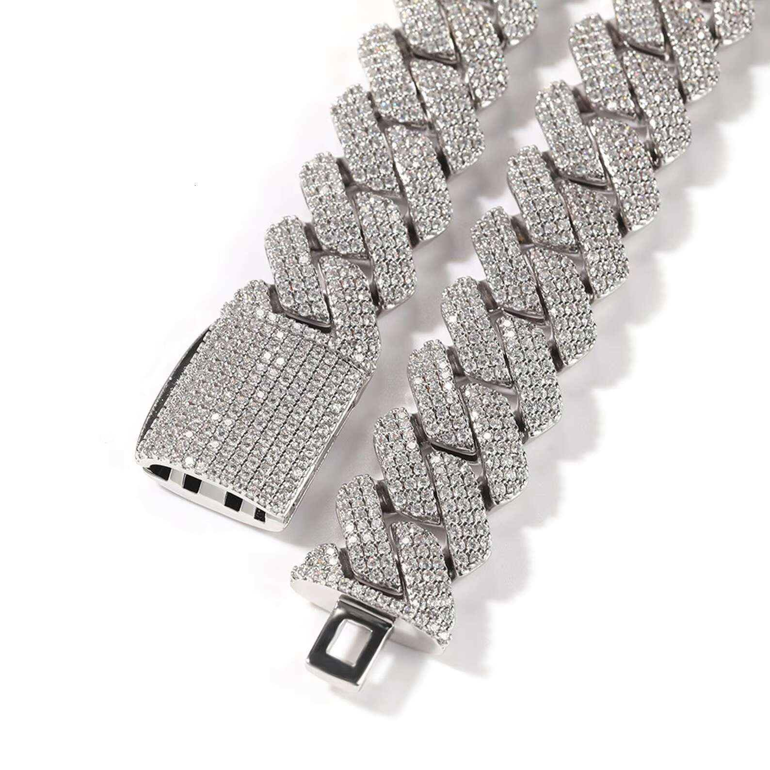 Moissanite Diamond Cuban Chain in 925 sterling silver designed for a bold and luxurious look shine that enhances your style