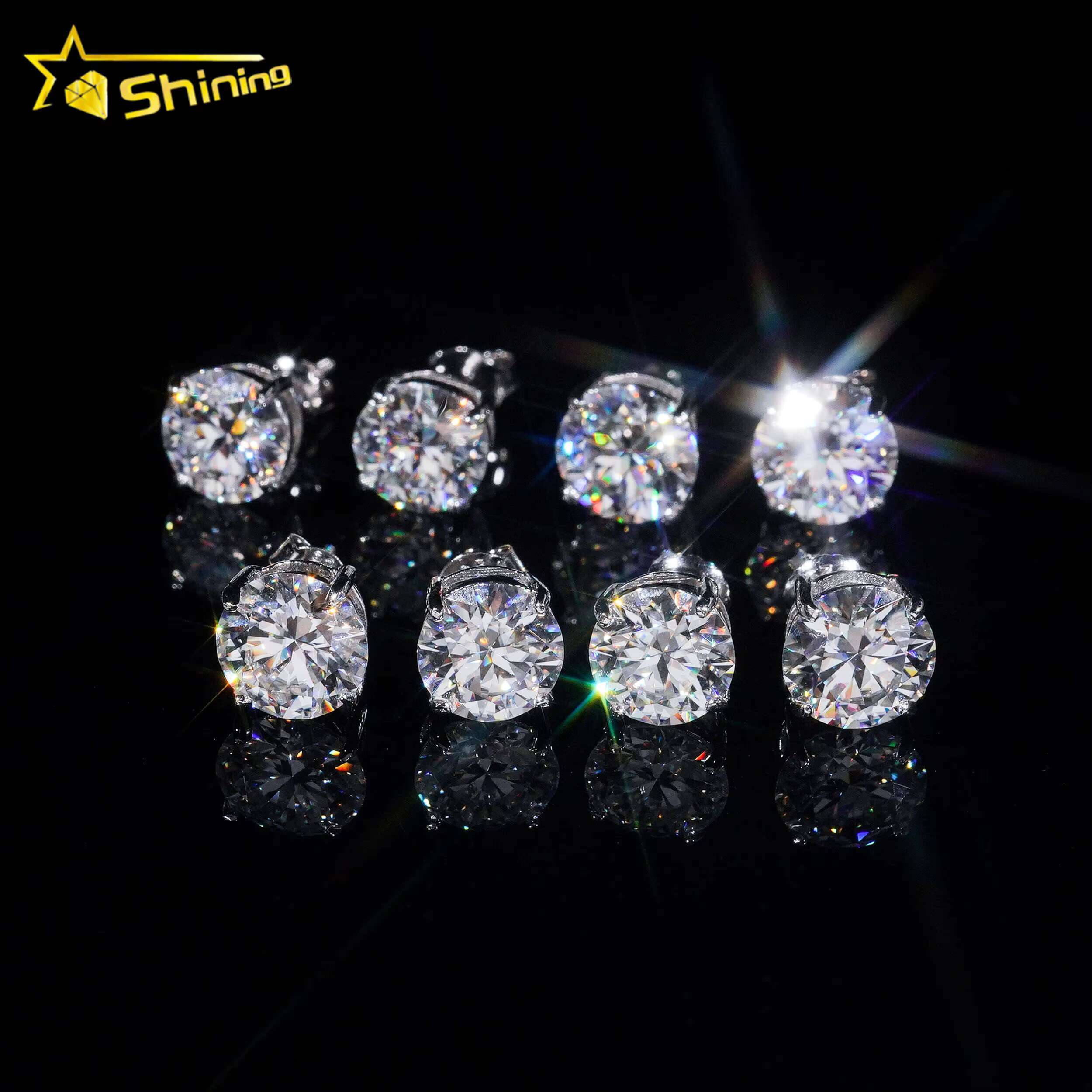 High Quality 925 Silver D VVS1 Round Brilliant Cut Moissanite Earrings Fine Jewelry Women Studs Ear Daily Wear