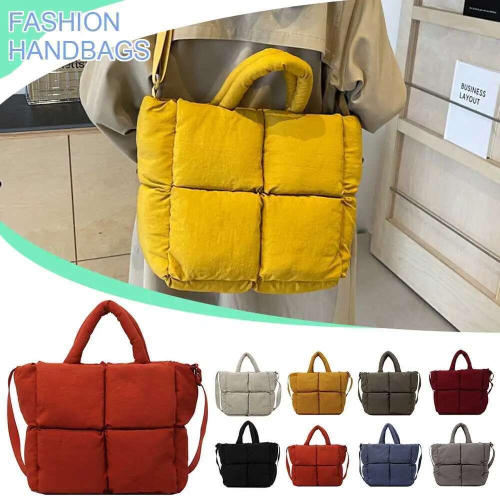 Women Puffer Satchel Large Capacity Simple Shopping Solid Color Fashion Messenger Bags Adjustable Strap Chic Hobo Bag