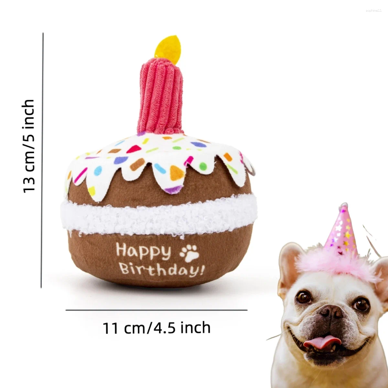 Update Wholesale Dog Toy Pet Birthday Cake Candle Decoration Girl Boy Gifts Squeaky Plush