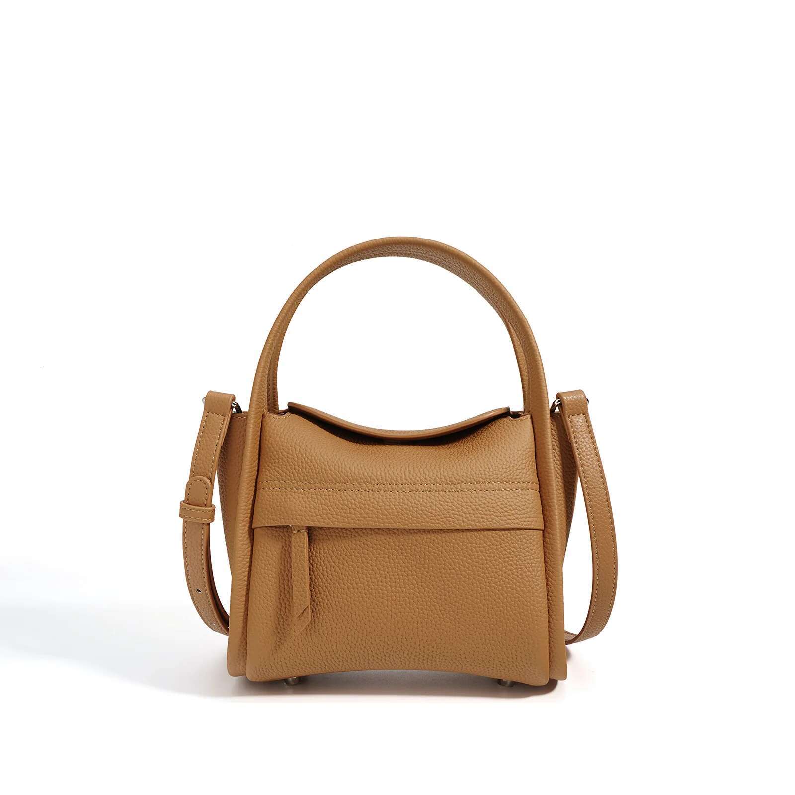 Cute Shoe-Shaped Gold Ingot Real Leather Handbag Lichee Pattern Soft Women Shoulder Bag Fashion