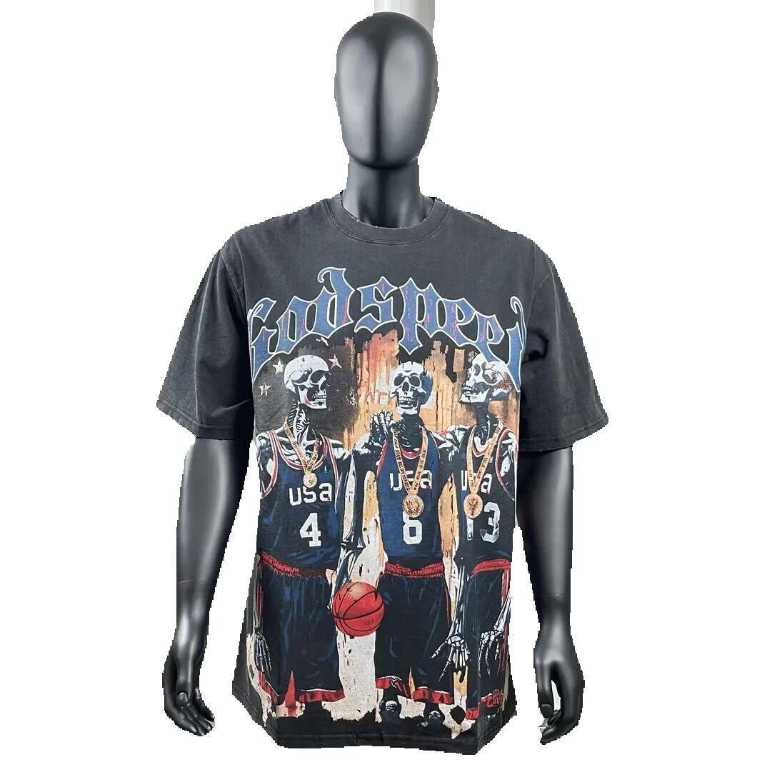 Godspeed Summer new fashion Mens Designer T Shirt quality Skull style print short-sleeved men short T-shirt Men Hip Hop Rock