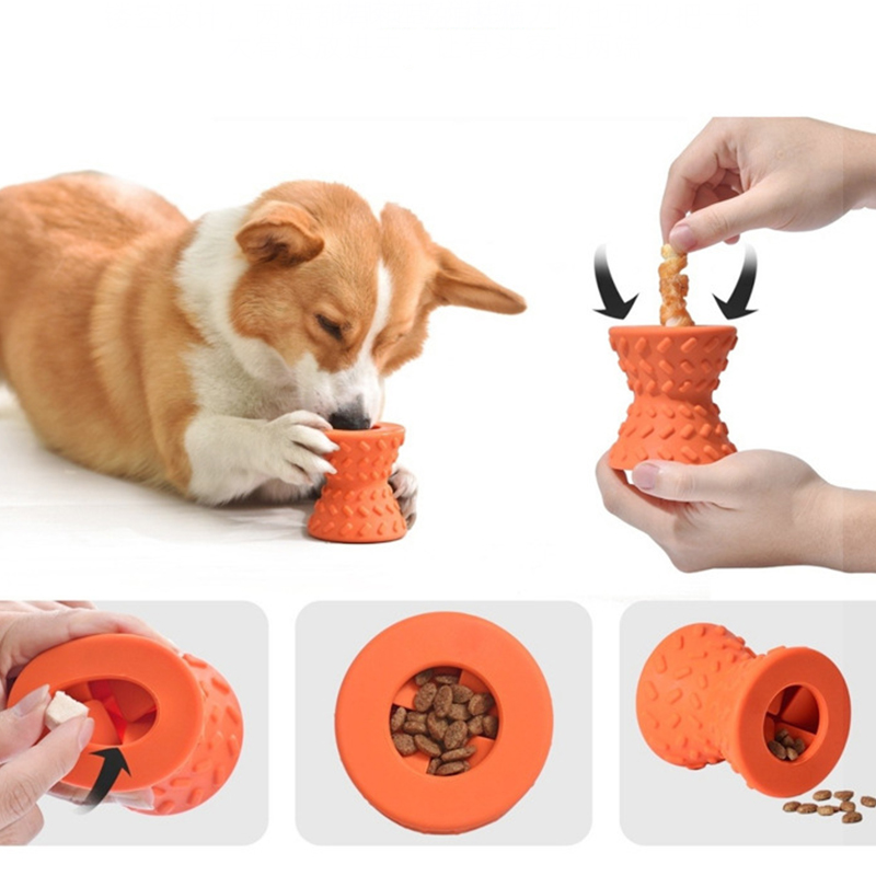 Dog toy dumbbell dropper made of natural rubber, resistant to biting and grinding teeth, puzzle pet dog toy