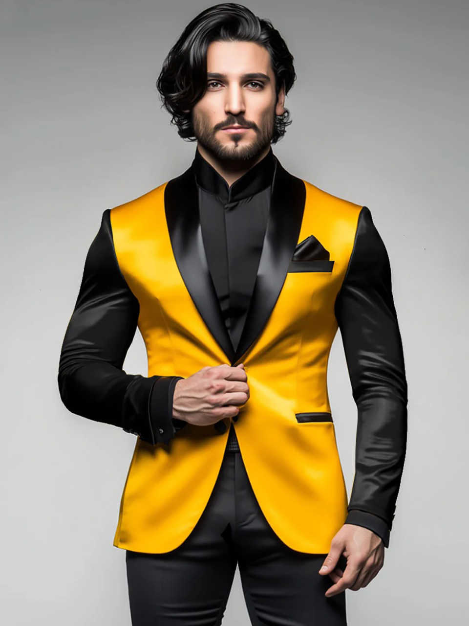 Color Block Men Tuxedos Customized Slim Fit Business Groom Wedding Pants Suits Fashion Show Wear 2 Pieces
