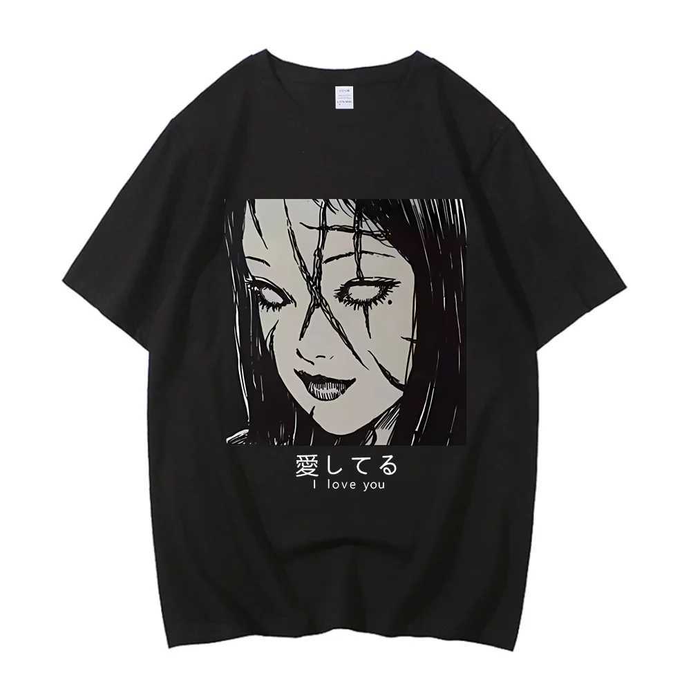 Cartoon Toshiji Ito T-shirt Horror Japanese Master Funny Girl Anime High quality Cotton T-shirt Gift ShirtXJ250409
