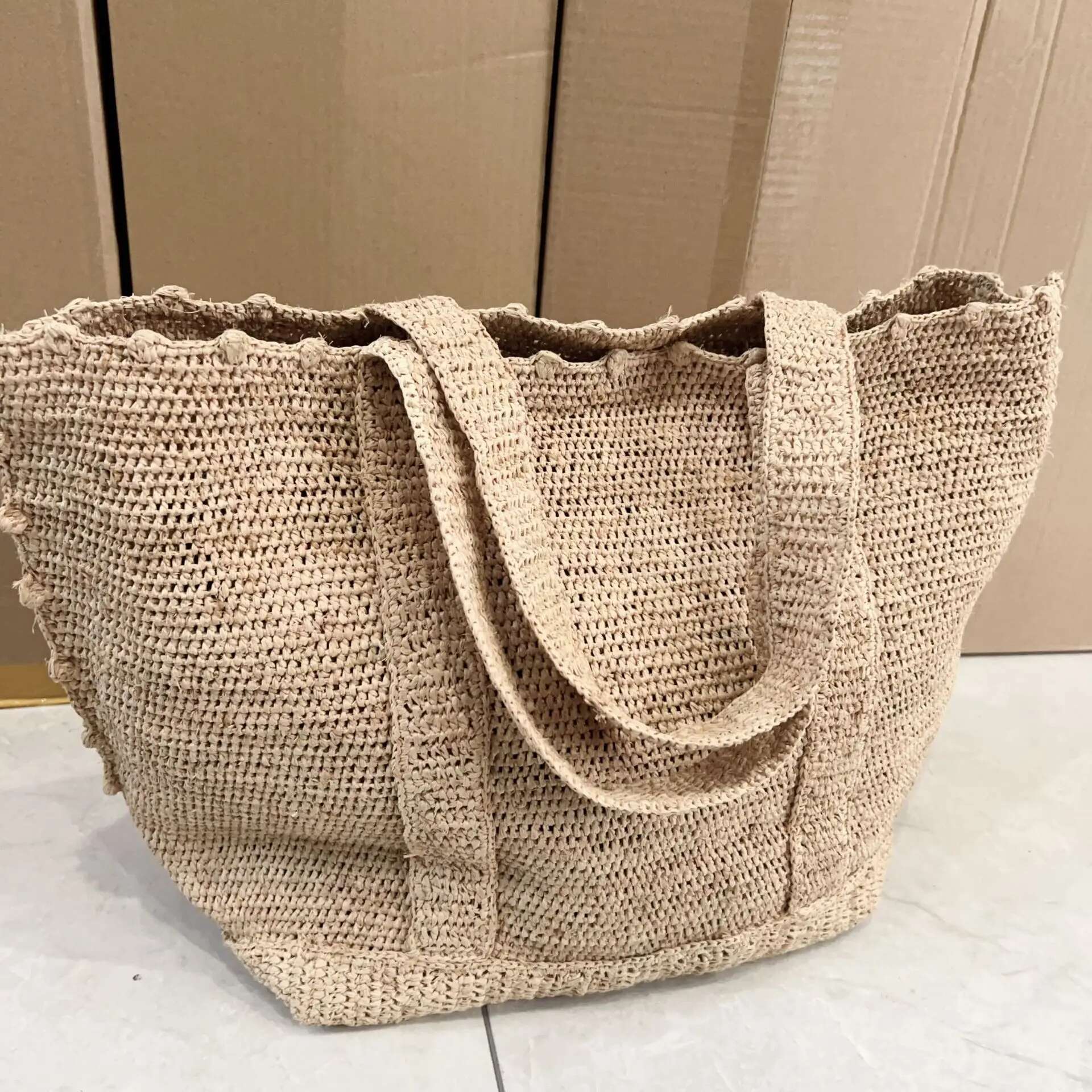 Bohemian Raffia Straw Large Capacity Travel Beach Bags For Women Shoulder Handmade Summer Rattan Bag Purses And Handbags