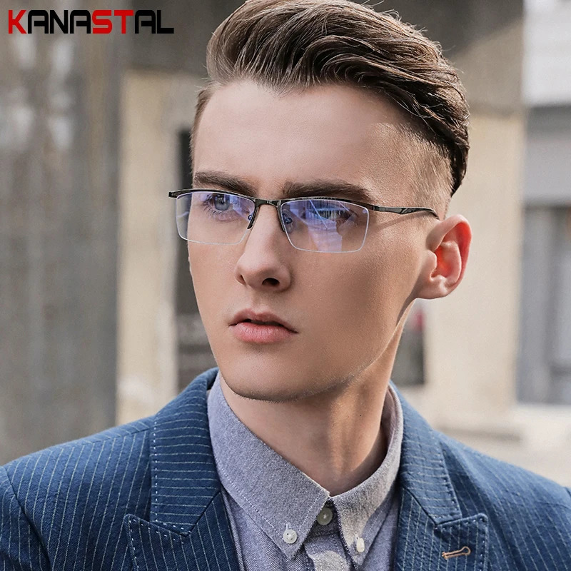 Men's Blue Light Blocking Glasses Fashion Metal Small Frame Eyegasses Business Eyewear Office Computer Prescription Glasses1.56 250407