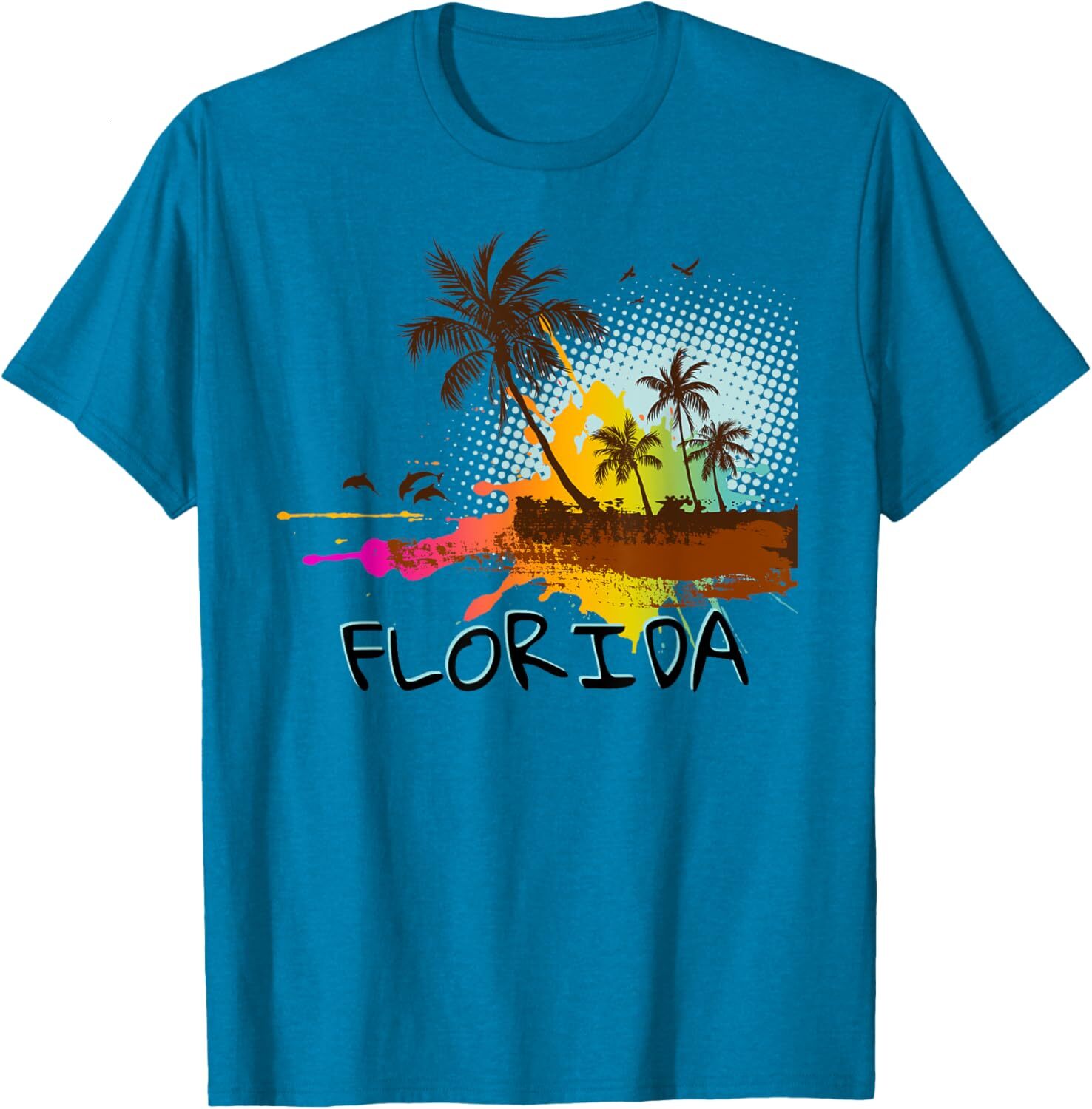 T shirt for Mens Florida Beach Vacation - Art for ocean lovers Graphic Tee Casual Tops Clothes Short sleeve