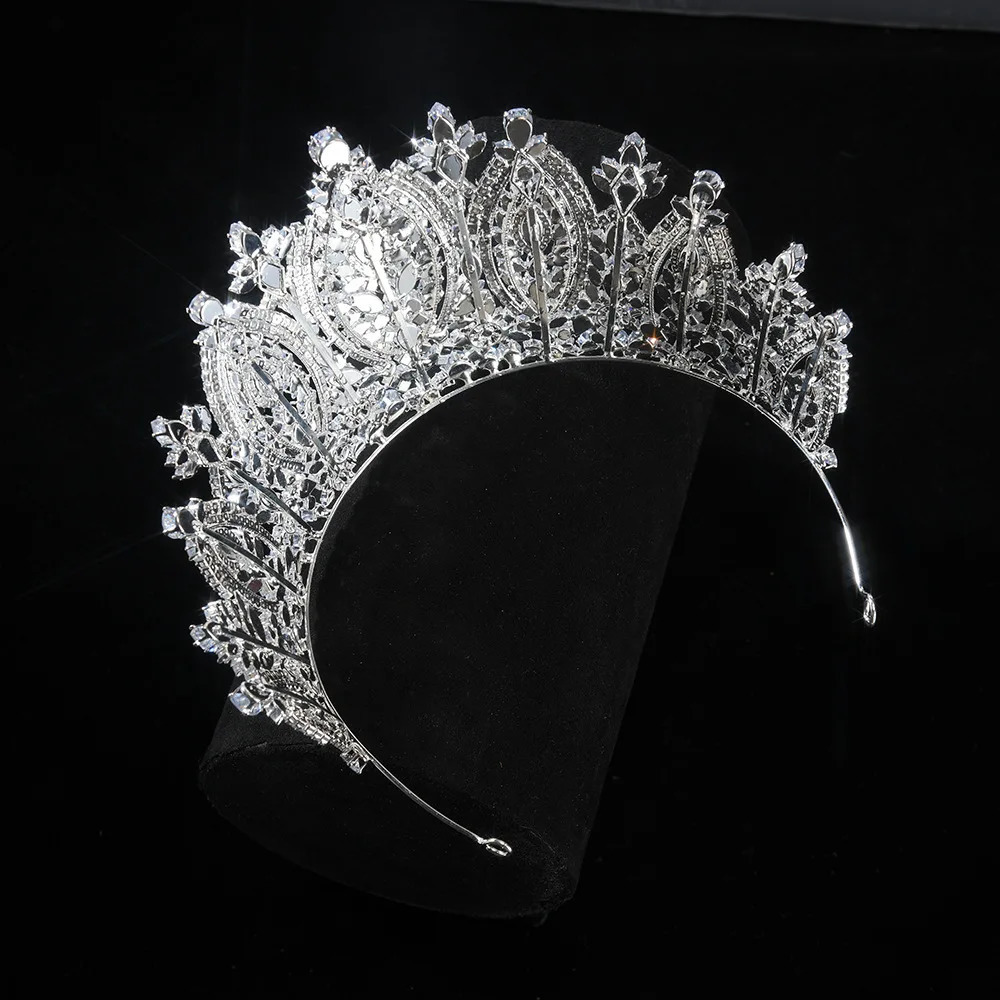Big Large Zirconia Tiaras and Crowns Zircon Diadem Brides Princess Queen Headbands Wedding Accessories Bridal Hair Jewelry 251107