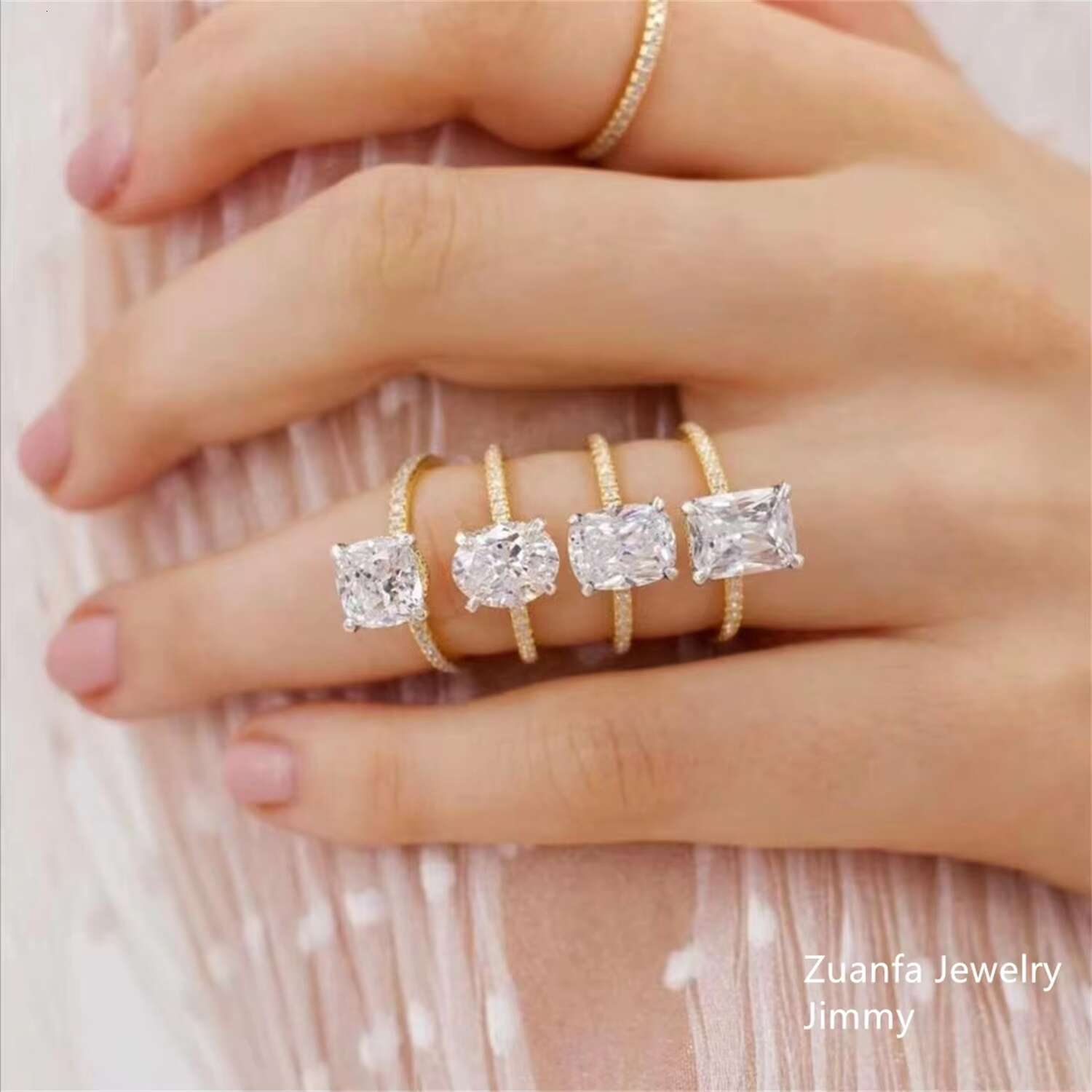 Pass Diamond Tester 10k Real Gold Engagement Ring Jewelry Fancy Cut Vvs1 Moissanite Women Wedding Band Ring