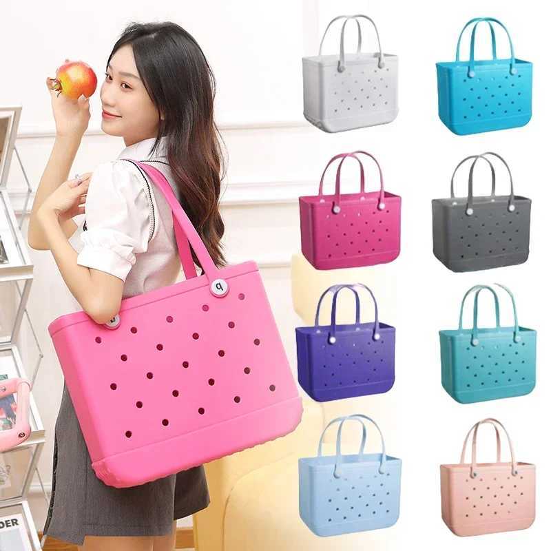 EVA Beach Jelly Bag Rubber Waterproof Shoulder Handbag Large Capacity Portable Travel Handbag Summer Pool Fashion Women Tote BagC250409