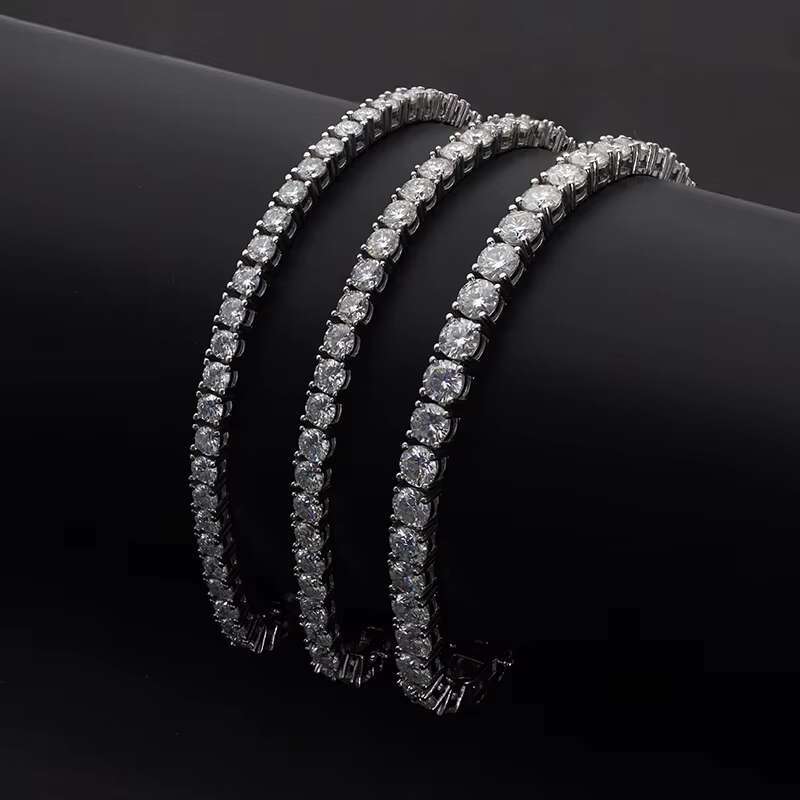 925 Sterling Silver Moissanite White Gold Plated Sparkling 2mm 3mm VVS GRA Wedding Brides Jewelry Tennis Bracelet for Women