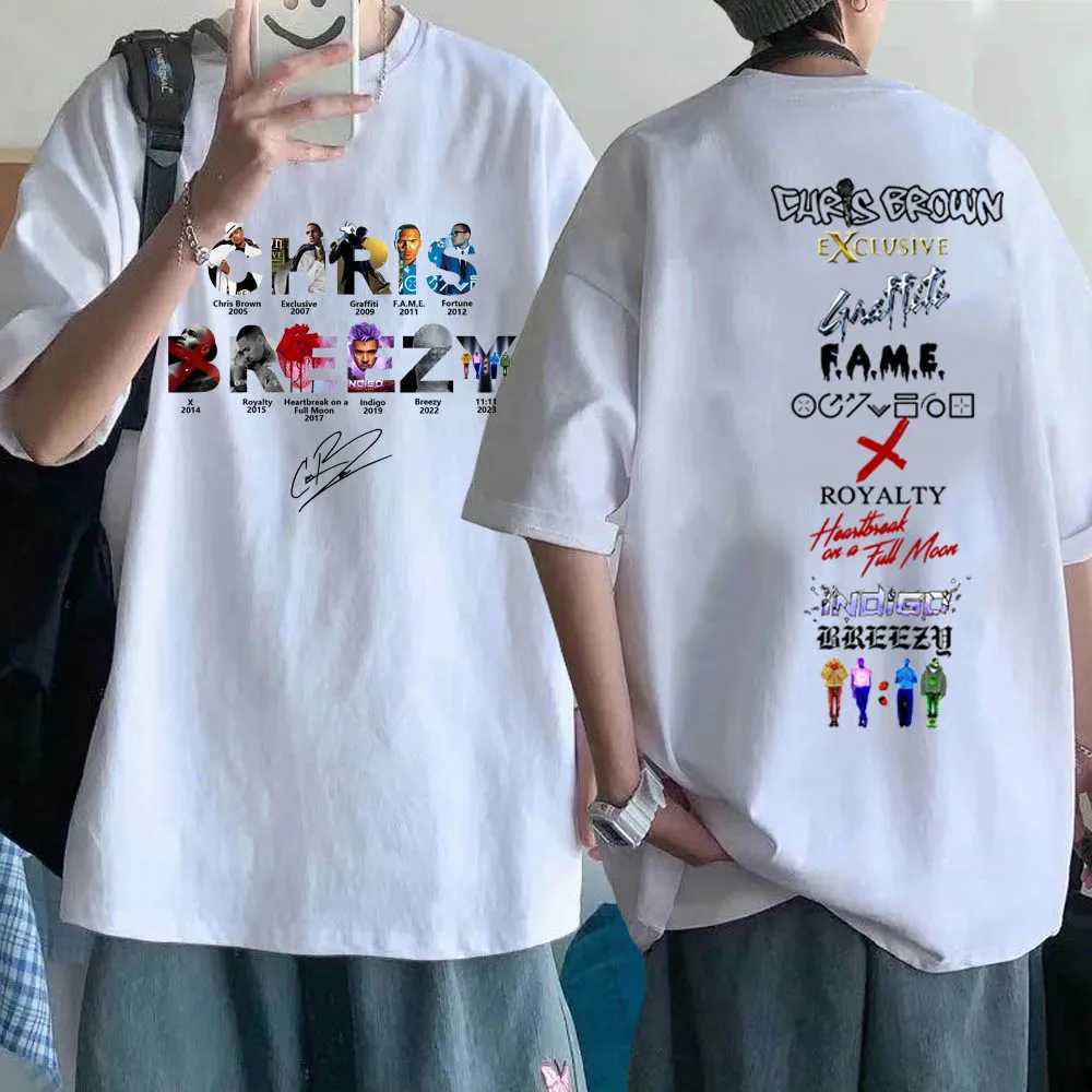 2024 Chris Brown Rap T-shirt 11 11 Album Series Merch T-shirt Unisex Harajuku O-neck Short sleeved Shirt Fan GiftXJ250409