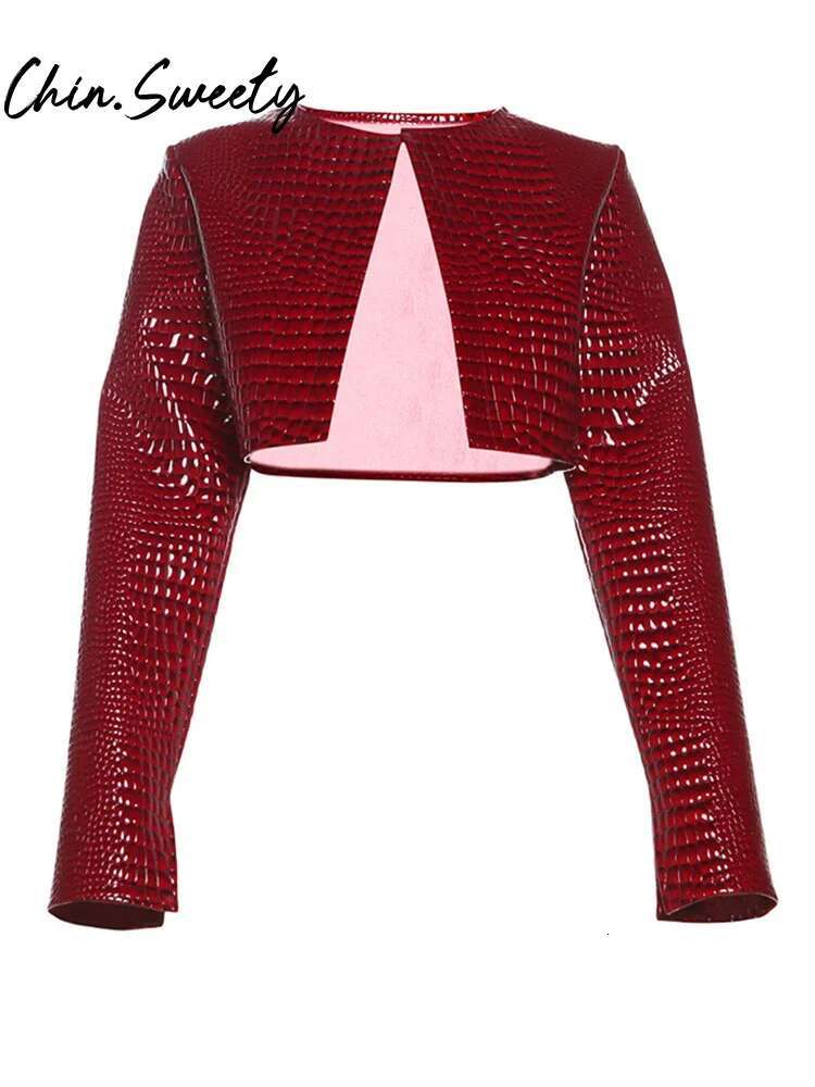 Street Solid PU Jackets Women Urban Pleated O-neck Full Sleeve Open Female Cardigan 2024 Autumn Short Lady Outwear