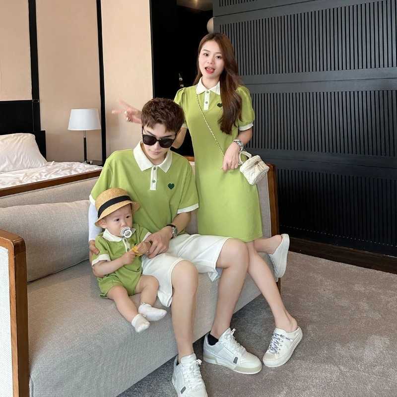 Mother Outfit Baby Girl Matching Dress Dad Son Shirt 2025 and Daughter New Parent Child Matching Clothing for All The Family S2548