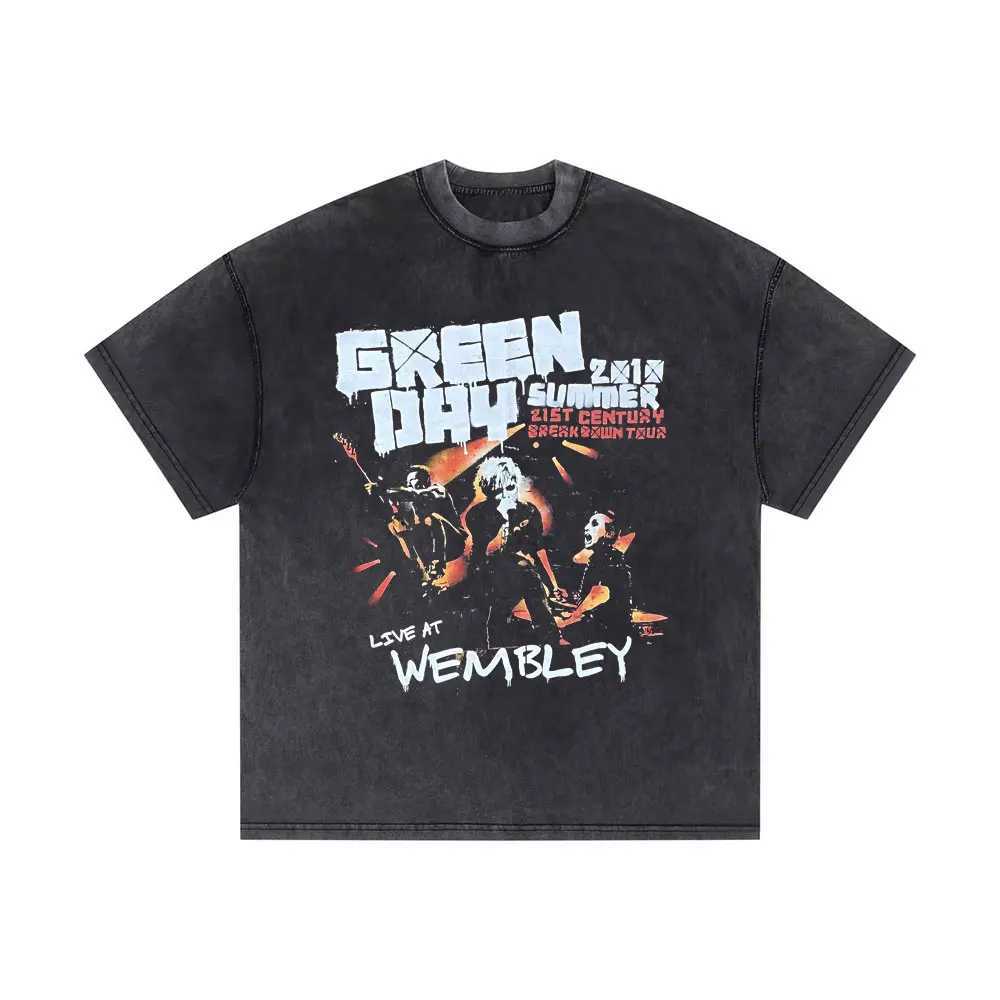 Washed Retro Punk Band Green Day Dookie Graphic T-shirt Mens Classic Gothic Rock T-shirt Mens Extra Large T-shirt Mens Street ClothingXJ250409