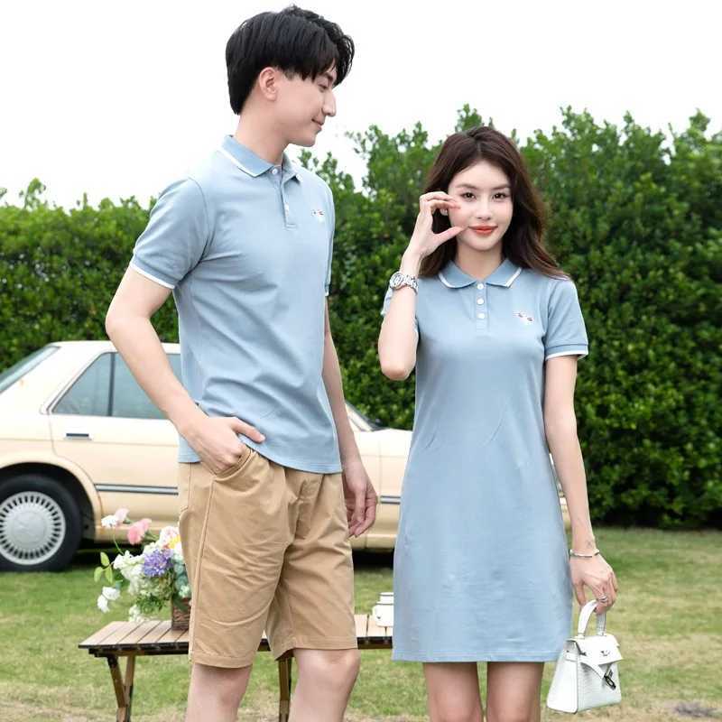 Blue Family Matching Set Polo Shirt Set Womens Shirt Couple Set Dress T-shirt Summer Mothers Day Shorts Gift S2548