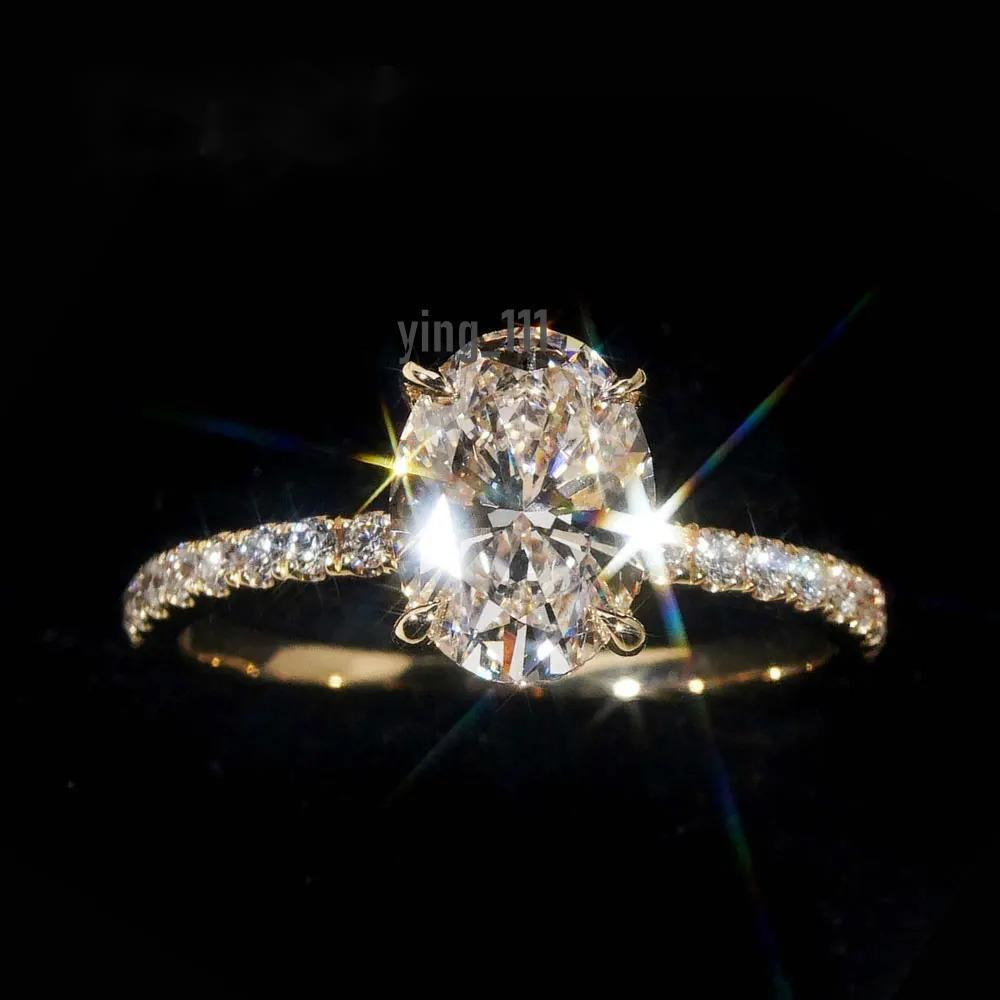 1/2/3ct D Color Oval Cut Moissanite Ring S925 Sterling Sliver Plated 18k White Gold Wedding Engagement Rings For Women